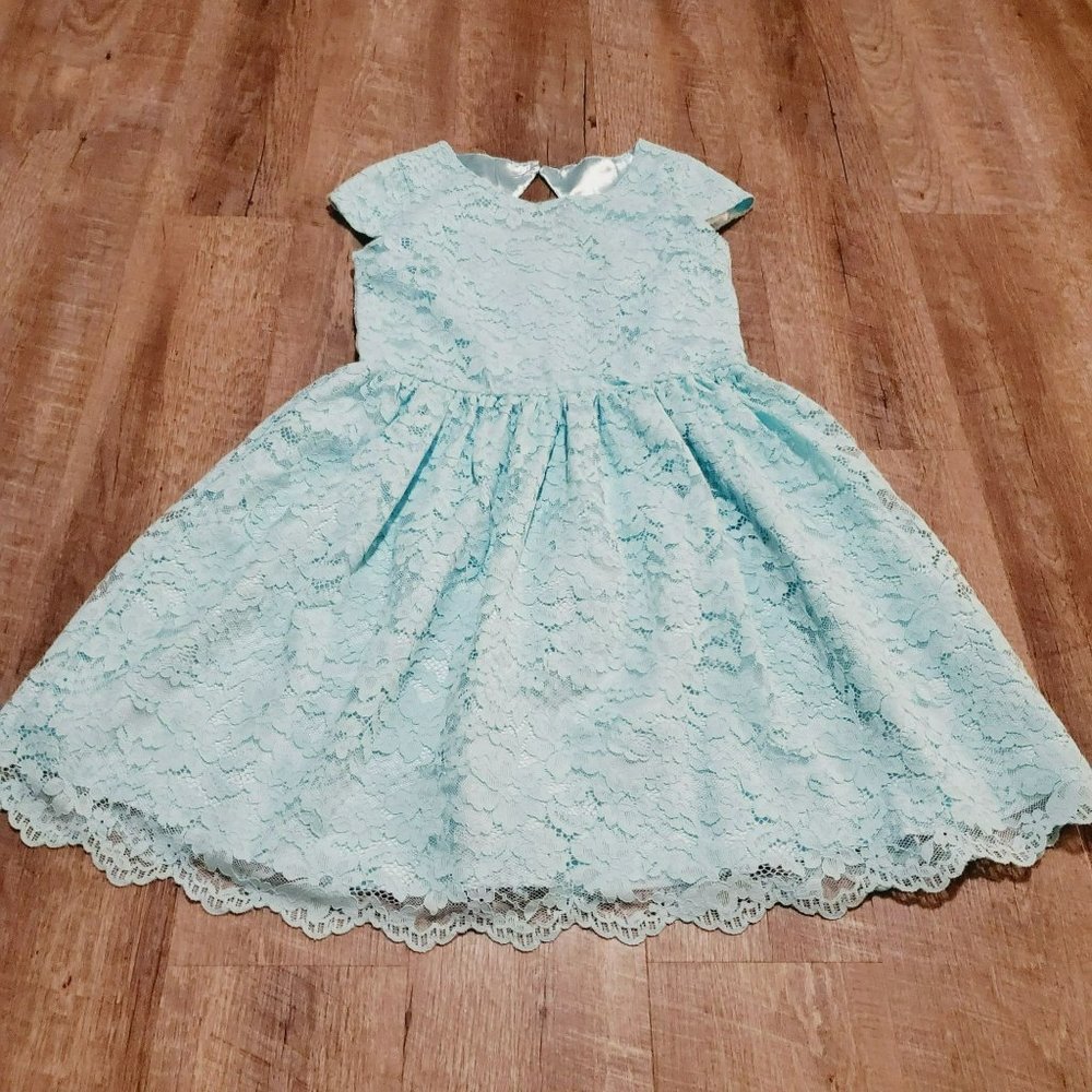 Children's Place Teal Lace Dress Size 14 Girls Zipper Closure w/Button Closure a - Picture 1 of 6